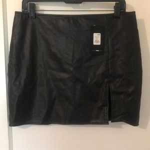 Black faux leather mini skirt